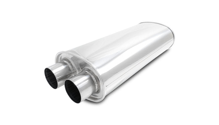 Vibrant Performance - 10538 - STREETPOWER Oval Muffler 2.50 In. Inlet/Outlet (Dual In/Out) - 18.00 In. Body Length