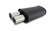 Load image into Gallery viewer, Vibrant Performance - 12320- STREETPOWER FLAT BLACK Oval Muffler With Dual 304SS Brushed Tips; Inlet ID: 2.50 In (63.5mm) Tip OD: 3.00 In (76.2mm); Muffler Body Size: 9 InW X 5 InH X 15 InL; Tip Location: Center Of End Cap