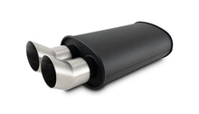 Load image into Gallery viewer, Vibrant Performance - 12330- STREETPOWER FLAT BLACK Oval Muffler With Dual 304SS Brushed Tips; Inlet ID: 2.50 In (63.5mm) Tip OD: 3.00 In (76.2mm); Muffler Body Size: 9 InW X 5 InH X 15 InL; Tip Location: Center Of End Cap