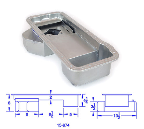 Canton 15-874 Oil Pan For Ford 332-428 FE Rear T Sump Road Race Pan