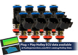 1650cc (180 lbs/hr at OE 58 PSI fuel pressure) FIC Fuel  Injector Clinic Injector Set for Holley GM composite intakes (High-Z) (ish03-1650h)