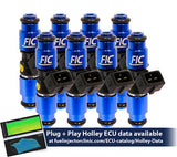 1650cc (130 lbs/hr at OE 58 PSI fuel pressure) FIC Fuel Injector Clinic Injector Set for Holley GM and FORD (High-Z) (ish01-1650h)