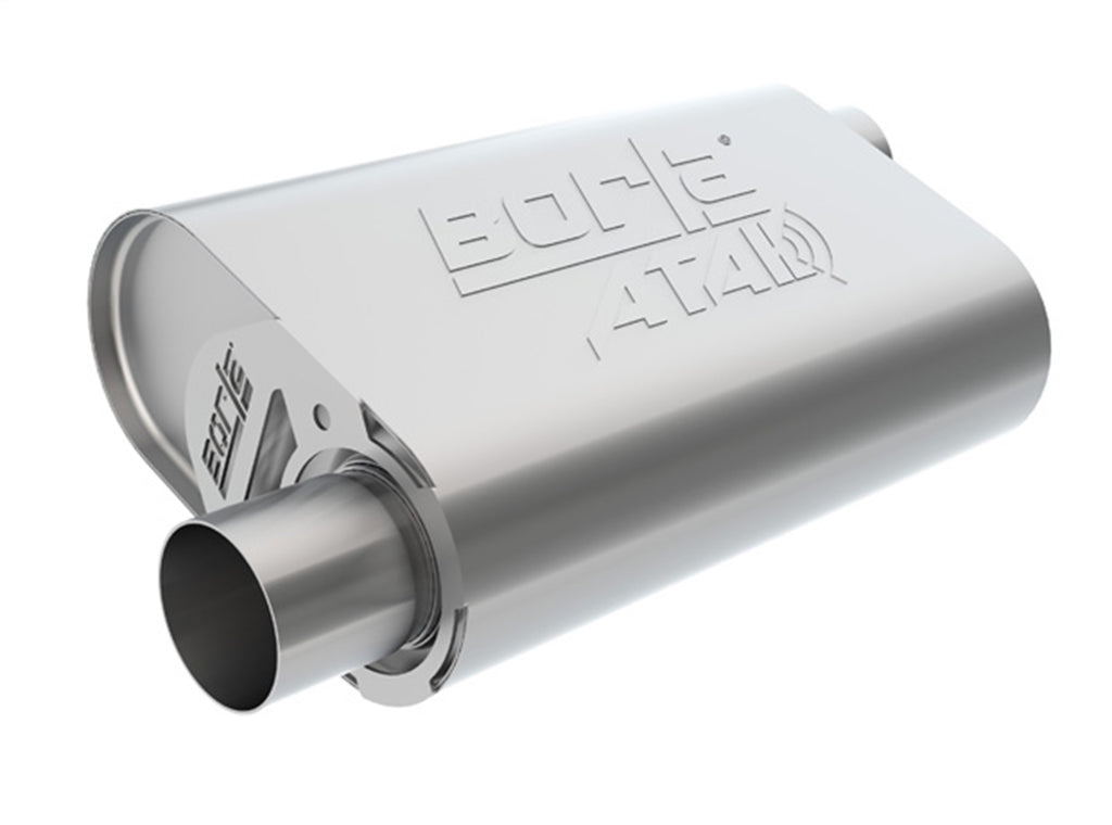 CrateMuffler(r) Muffler Chevrolet Small Block 283/ 327/ 350 CID V8 Stock Output 2.5 In. Offset Inlet/ 2.5 In. Offset Outlet ATAK(r)