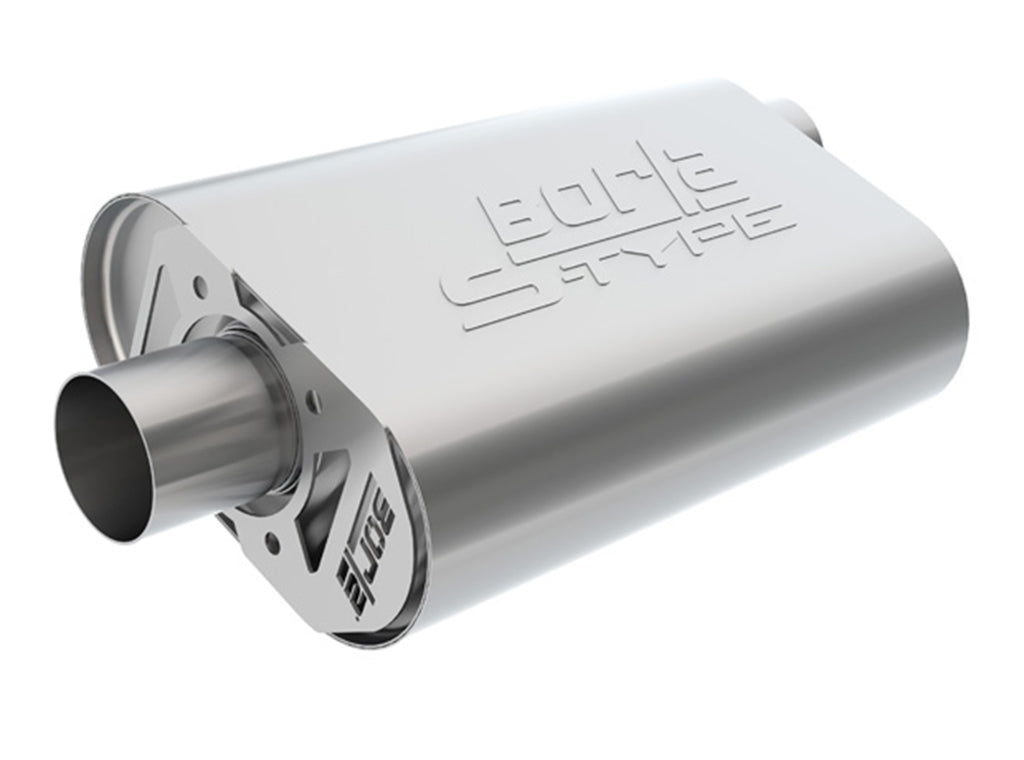 CrateMuffler Muffler Chevrolet LS3 6.2L V8 Stock Output 2.5in Offset Inlet/ 2.5in Center Outlet S-Type
