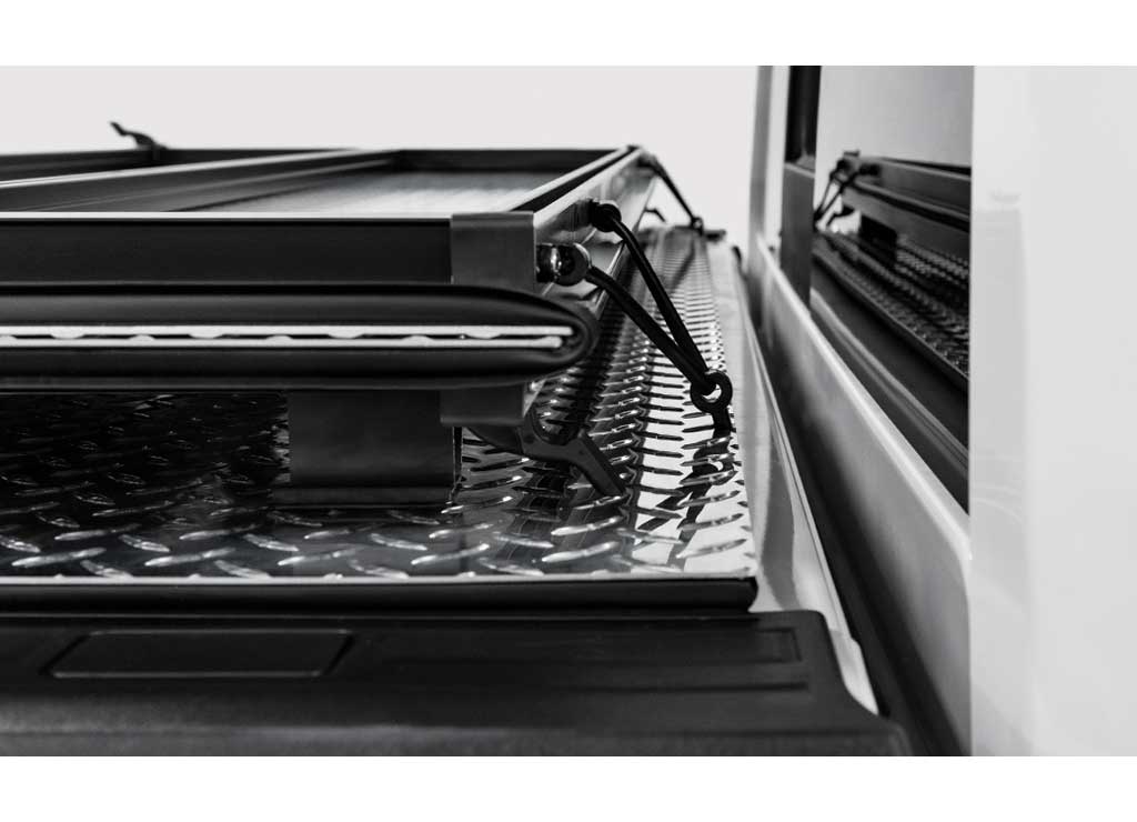 04-26 Ford F-150 LOMAX® Hard Tri-Fold Cover (Urethane Aluminum) 5.6 Ft Bed