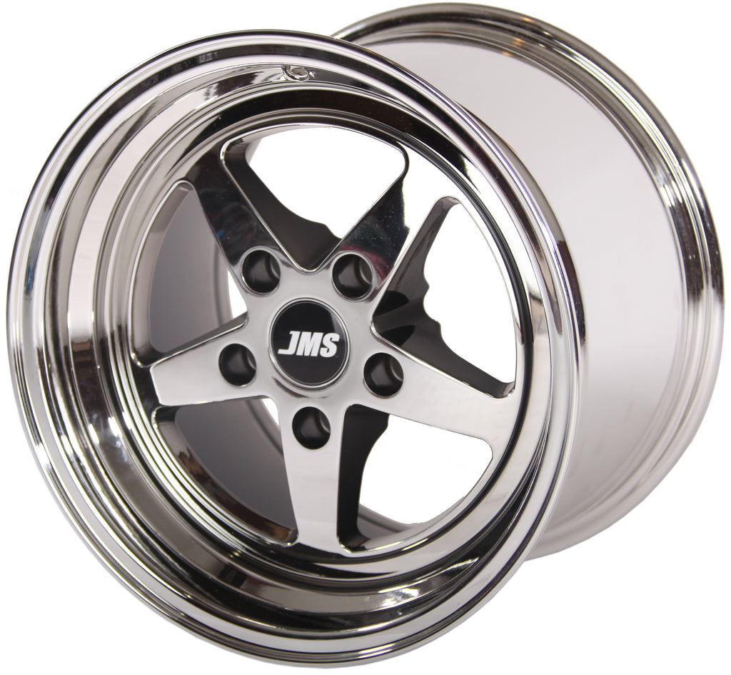 Avenger Series Race Wheels - White Chrome; 15 Inch X 10 Inch Rear Wheel W/ Lug Nuts -- Fits 1994-2004 Mustang GT And V6