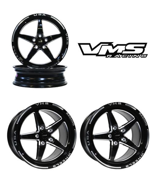 VMS DRAG PACK 17X10 54 OFFSET & 18X5 5X114.3 -12 OFFSET  05-21 FORD MUSTANG