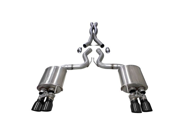 18-23 Mustang GT Coupe Corsa Performance 3" Xtreme Cat back Black Tips (Active Exhaust)