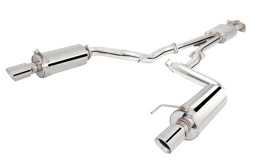 Ford Mustang EcoBoost/GT Coupe/Convertible 2015-17 Twin 21/2" Stainless Steel Cat-Back Exhaust System With 3" Round Rear Mufflers; Exhaust System Kit