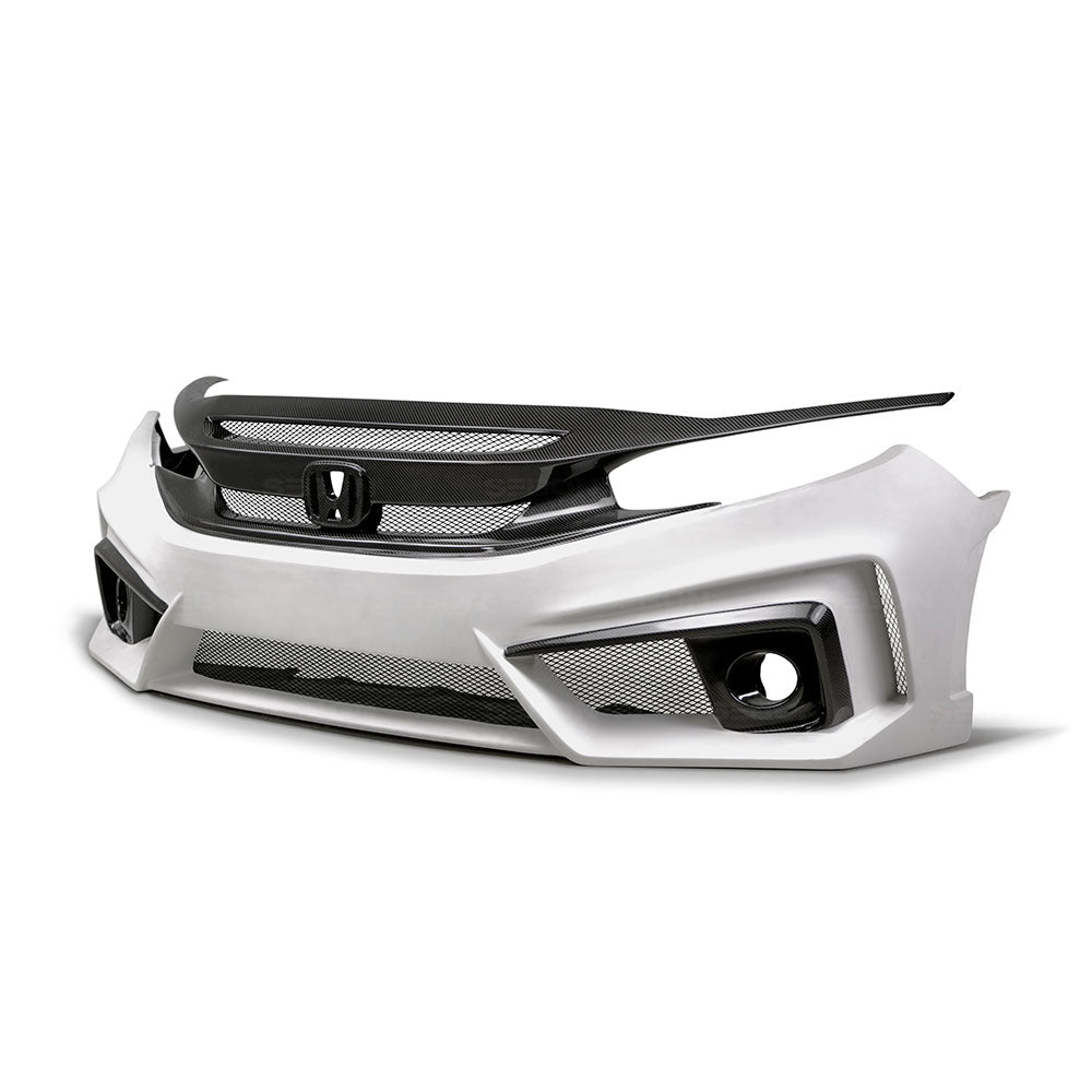 Seibon Carbon FB16HDCV4-TT-GF TT-style Fiberglass/carbon Fiber Front Bumper For 2016-2020 Honda Civic 4 Dr