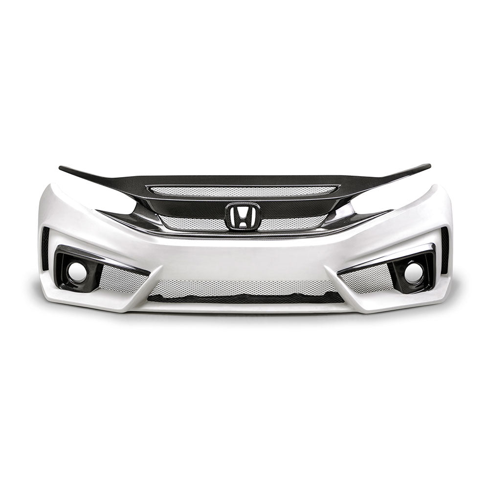 Seibon Carbon FB16HDCV4-TT-GF TT-style Fiberglass/carbon Fiber Front Bumper For 2016-2020 Honda Civic 4 Dr