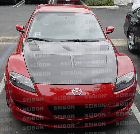 Seibon Carbon HD0405MZRX8-TSII TSII-style Carbon Fiber Hood For 2004-2008 Mazda RX8