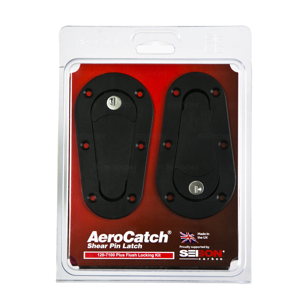 Seibon Carbon HOODPINS-120-7100 AeroCatch Plus Flush Hood Latch And Pin Kit - Black - With Lock - Seibon Edition