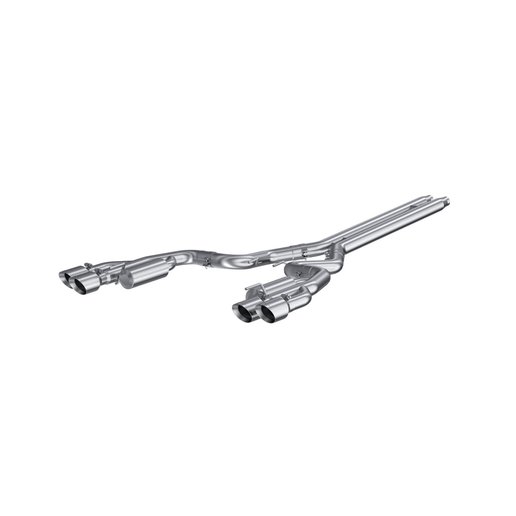 18-23 Mustang GT MBRP Race Version Exhaust 3in. Cat Back; With Quad 4in. Dual Wall Tips  T304