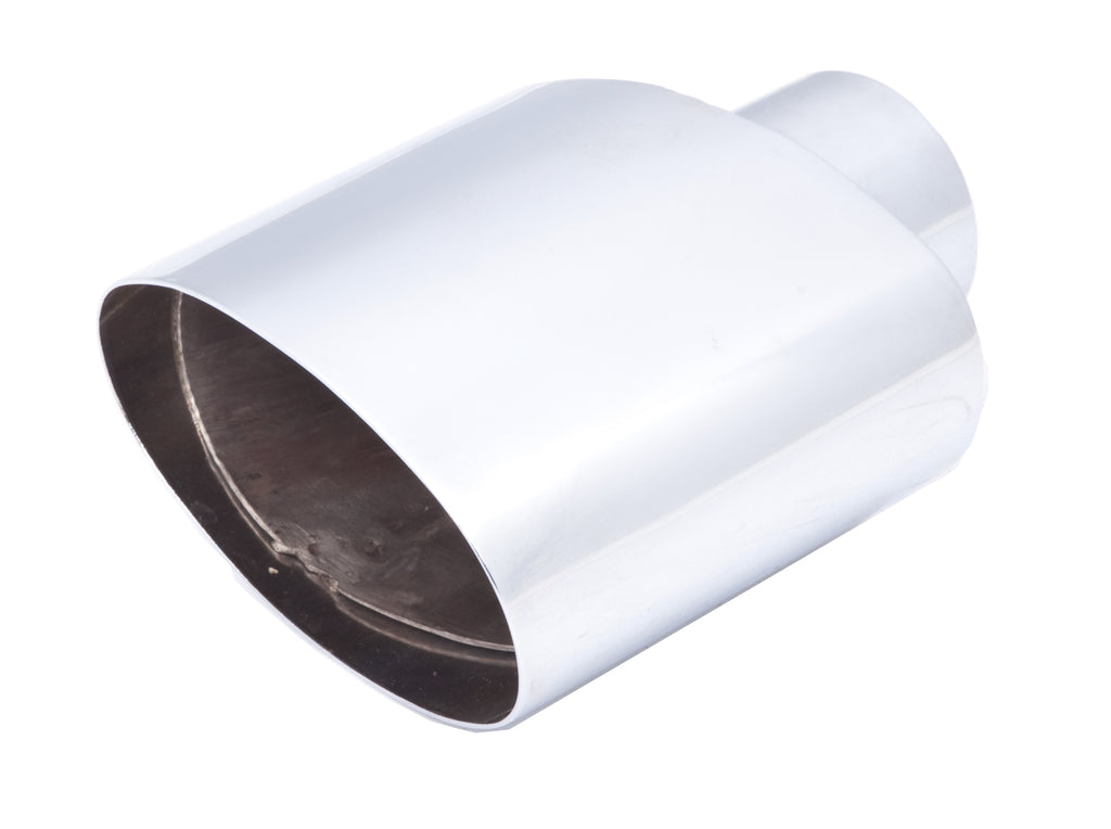 2.5" Inlet Oval (3"X5.5") Single Wall Straight Cut Stainless Steel Tip; Exhaust Tail Pipe Tip