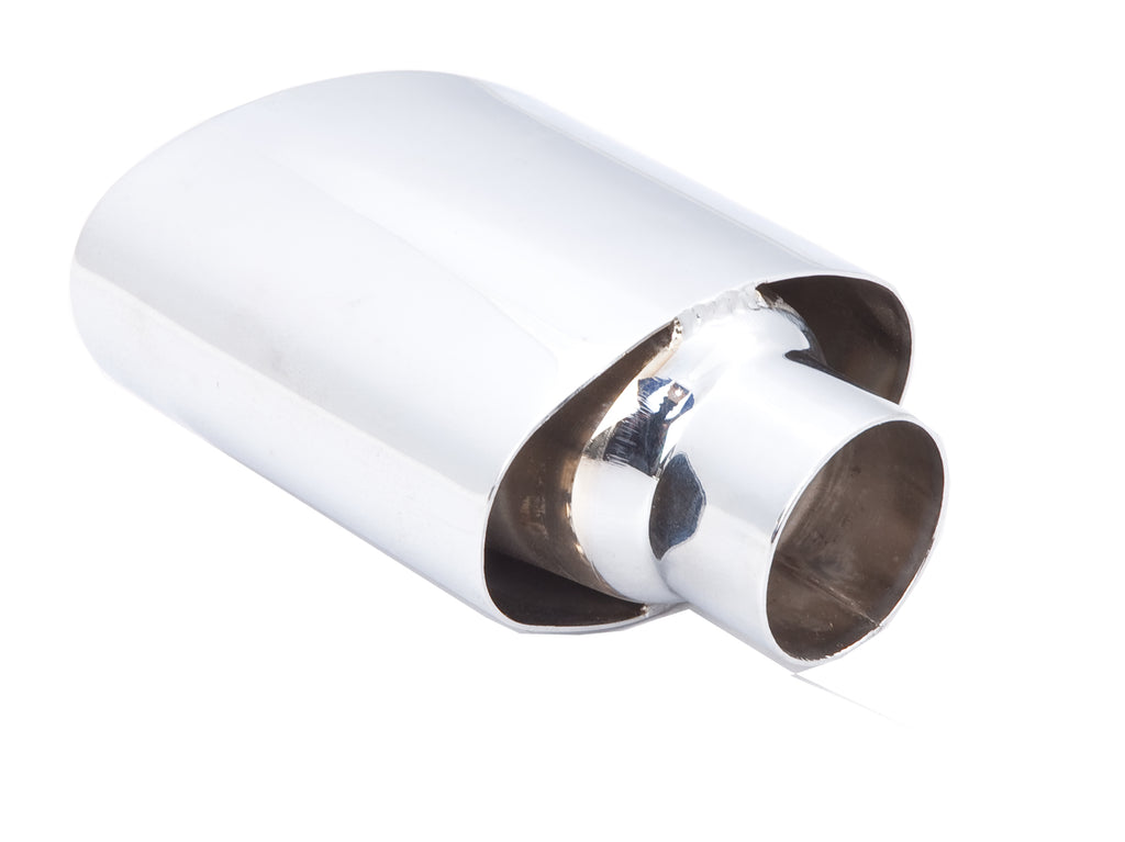 2.5" Inlet Oval (3"X5.5") Single Wall Straight Cut Stainless Steel Tip; Exhaust Tail Pipe Tip