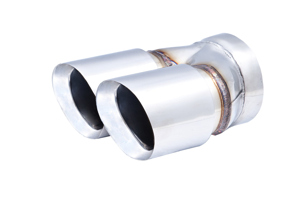 Twin 3.5" Round Angle Cut Dual Wall 3" Inlet; Exhaust Tail Pipe Tip