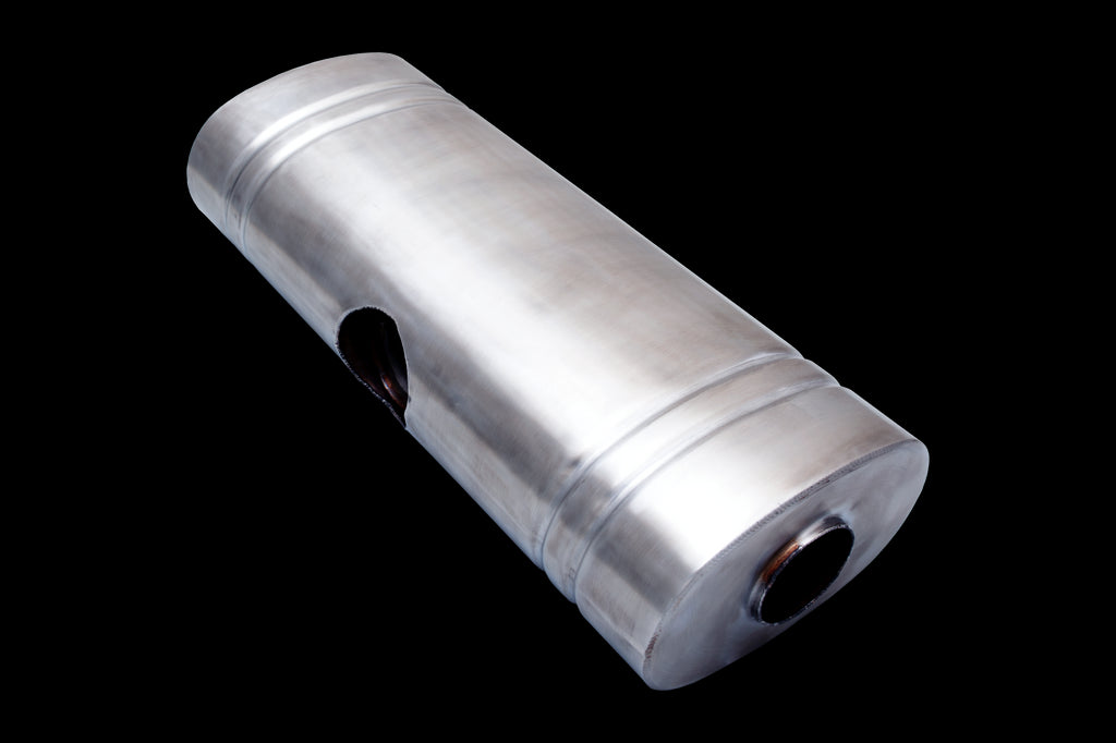 304 Stainless Steel Oval Muffler 8"x 5" X 24" East West  2.25" Centre Inlet Dual 2" Outlet