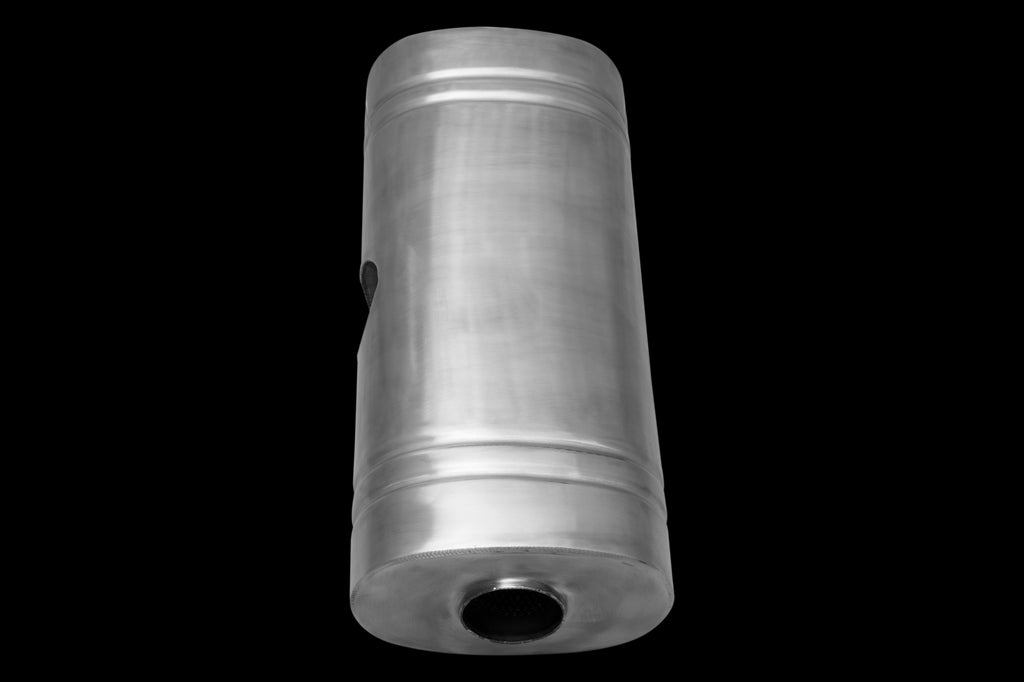 304 Stainless Steel Oval Muffler 8"x 5" X 24" East West  2.25" Centre Inlet Dual 2" Outlet