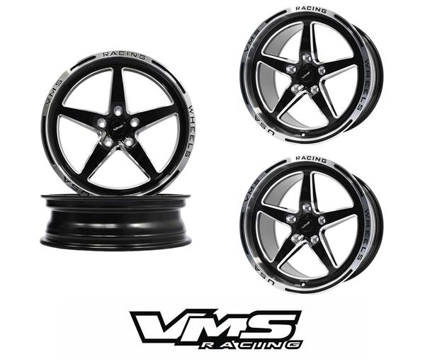 VMS DRAG PACK 17X10 54 OFFSET & 18X5 5X114.3 -12 OFFSET  05-21 FORD MUSTANG