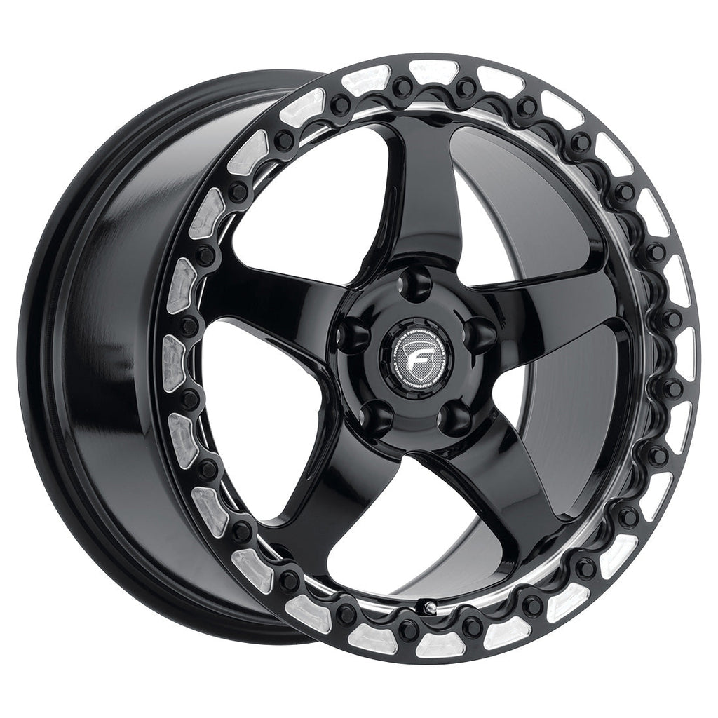 15x10 D5 Beadlock Gloss Black w/ Machined Lip 5x115 +22 BS 6.4