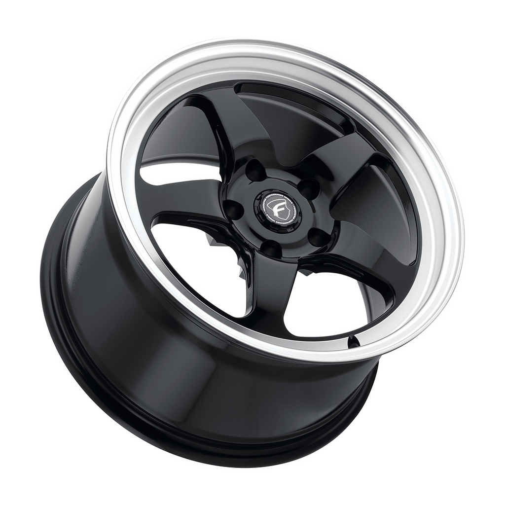 18x10 Forgestar D5 Gloss Black w/ Machined Lip 5x114.3 ET42 BS7.1