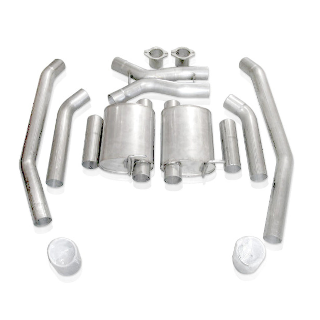 Stainless Works Catback Dual Turbo Mufflers Single Wide Oval Tip Factory Connect