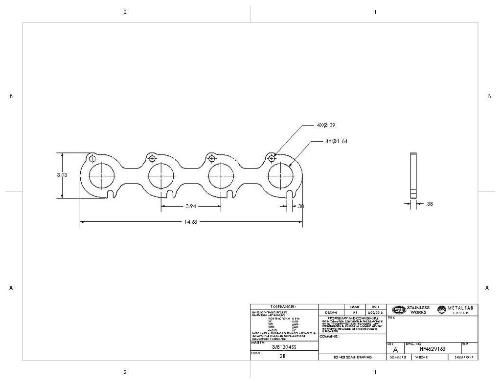 Stainless Works Header Flange SBF 1-5/8" 2V Round Port