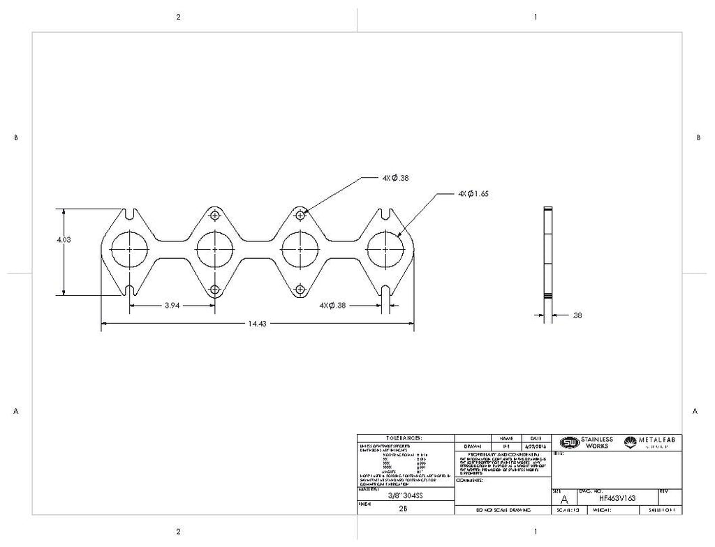 Stainless Works Header Flange SBF 1-5/8" 3V Round Port