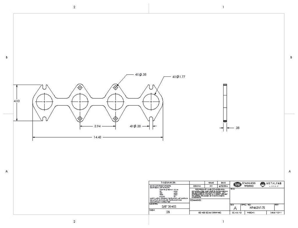 Stainless Works Header Flange SBF 1-3/4" 3V Round Port