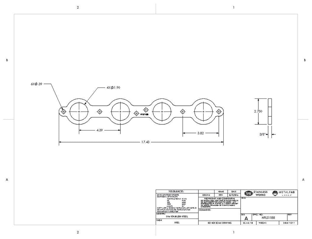 Stainless Works Header Flange LS 1-7/8" Round Port