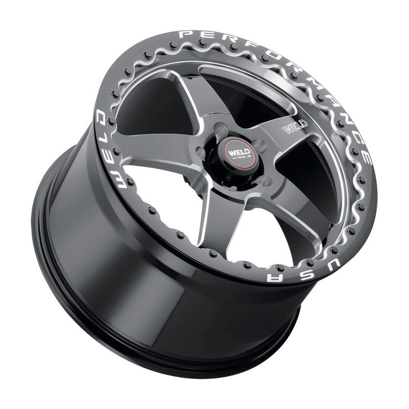 S904B0022P46 15x10 Weld Ventura Beadlock S904 Wheel 5x120 45mm Gloss Black MIL - Black Ring