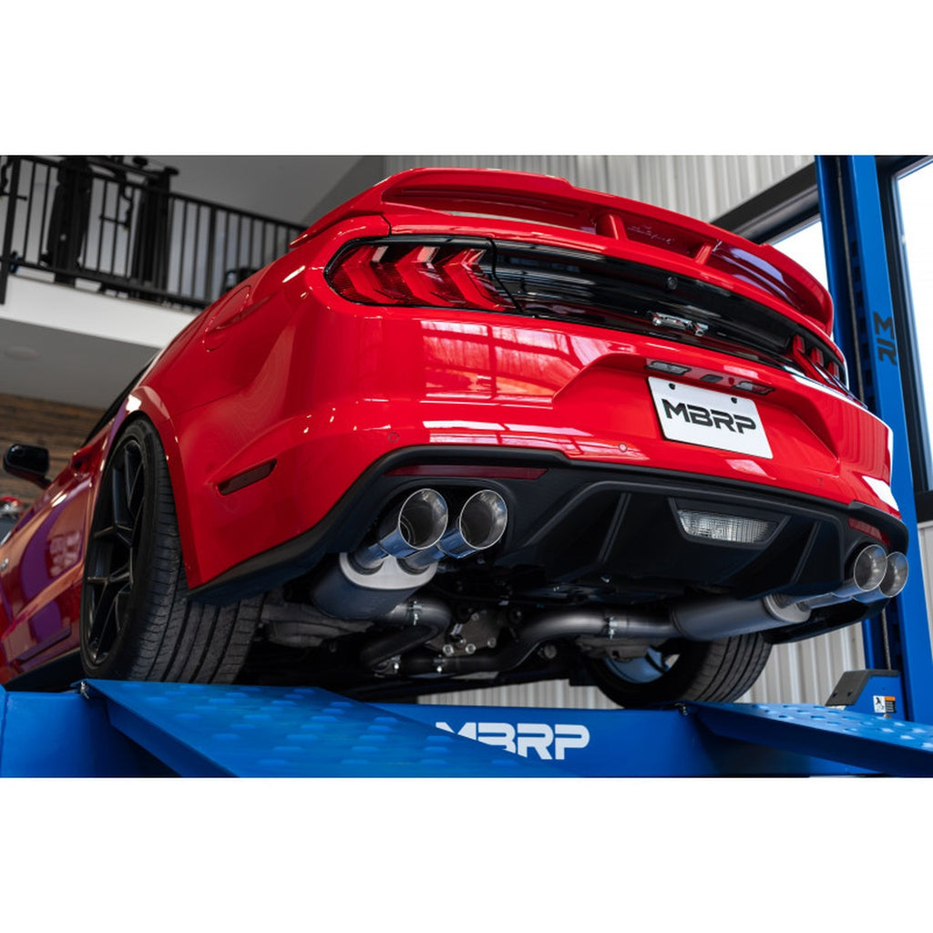 18-23 Mustang GT MBRP Exhaust 3in. Cat Back With Quad 4in. Dual Wall Tips Street Version  T304